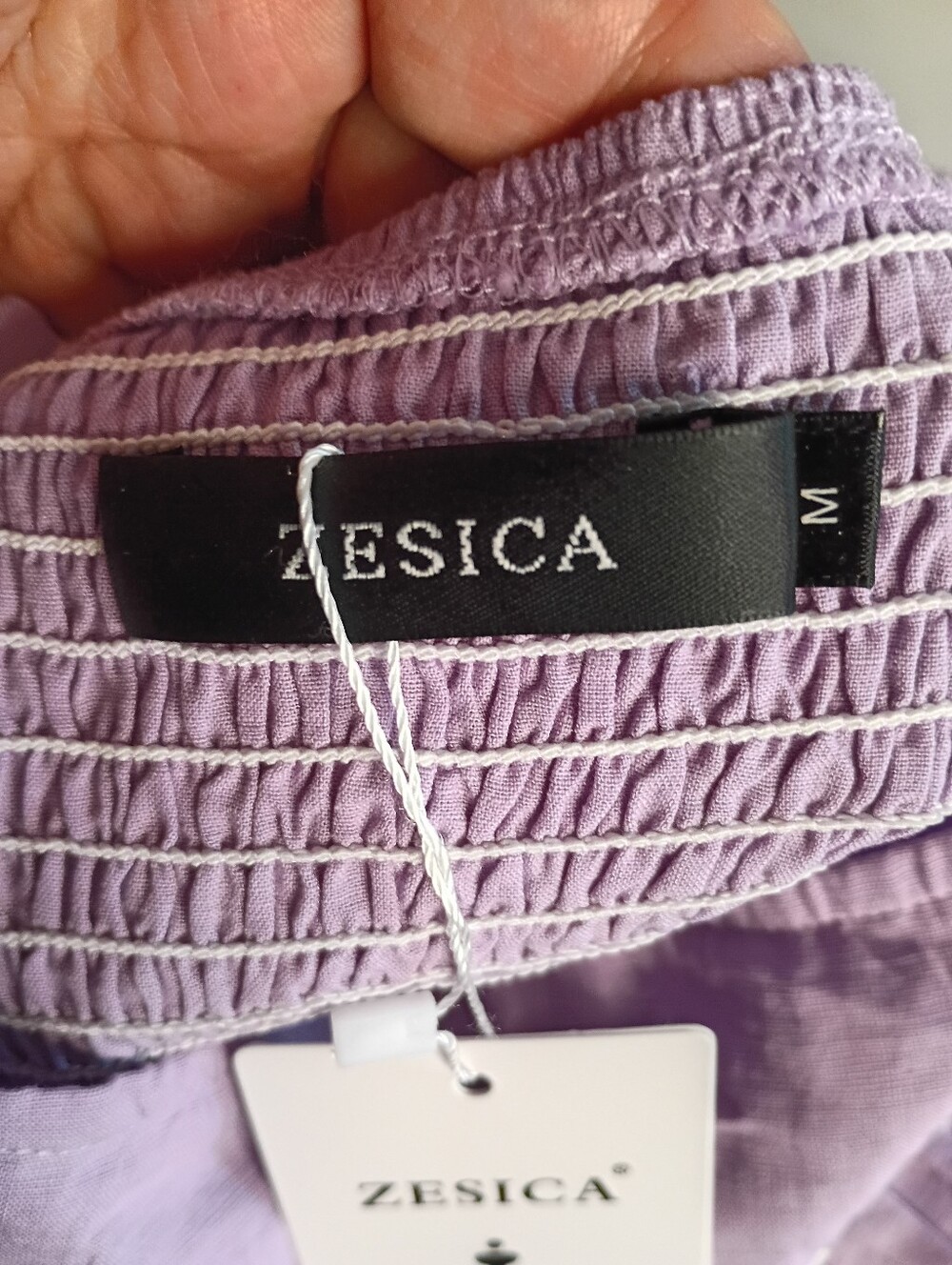 Lavender Tie-Strap Dress with White Trim - Picture 5 of 7